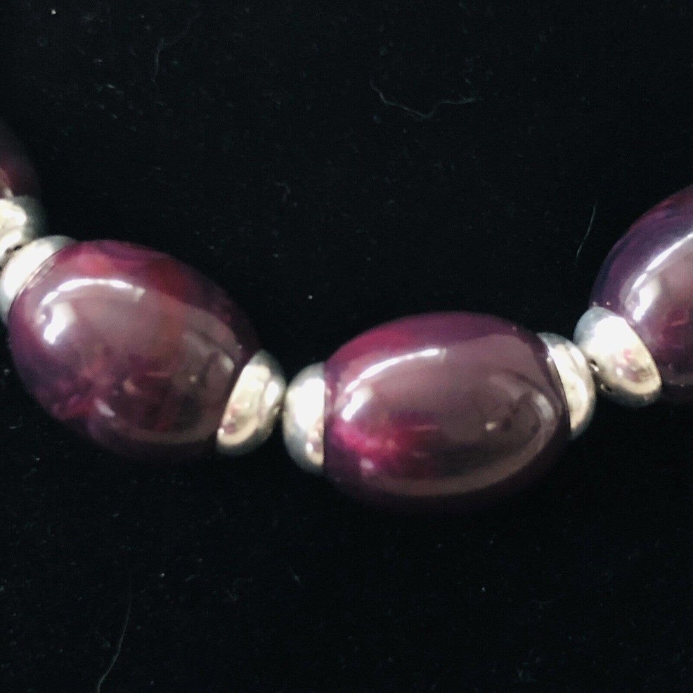 Trifari Caprice Graduated Plum Purple Beaded Collar Necklace 1960s Original Tag - Picture 3 of 10